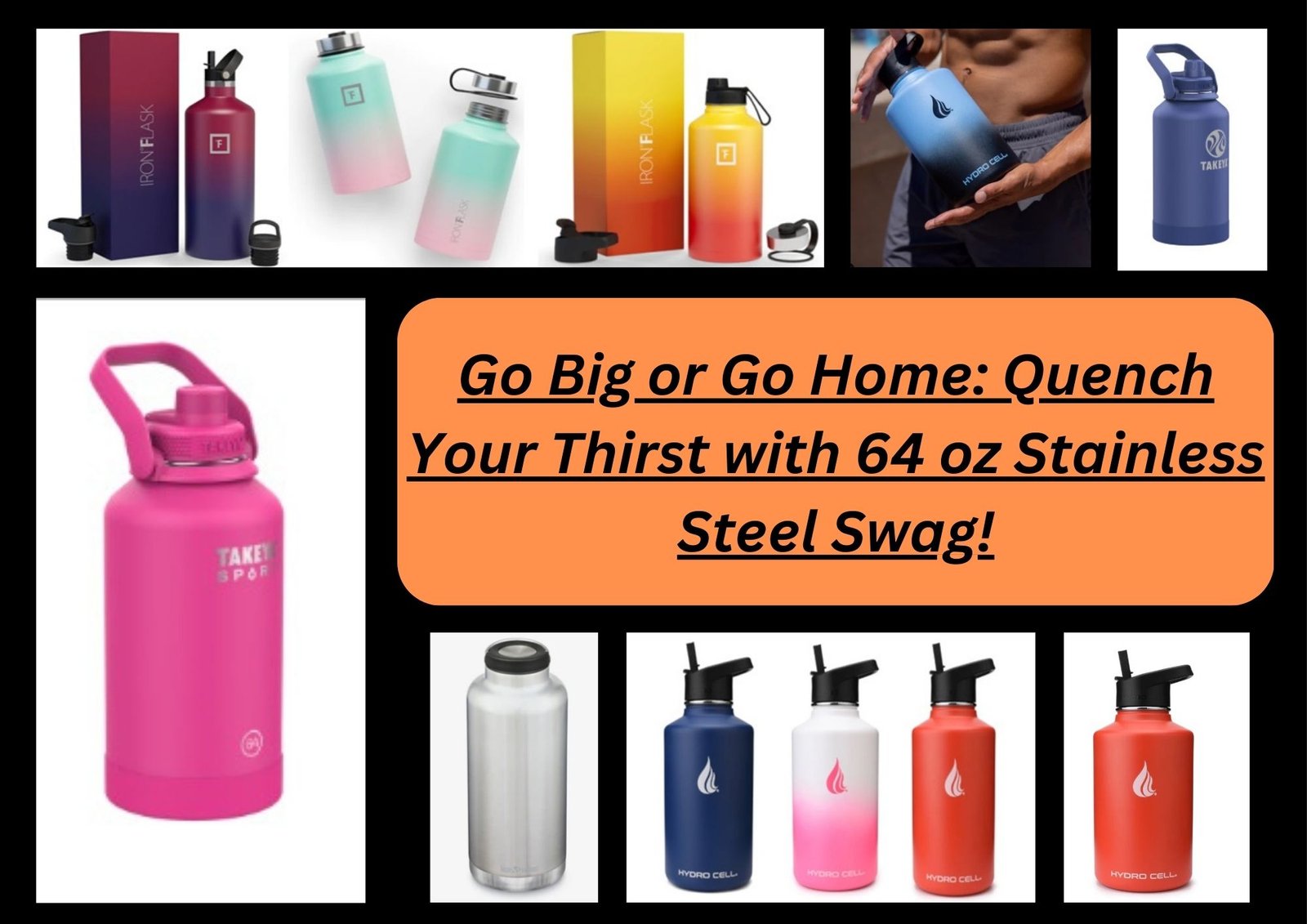 64 oz Stainless Steel Water Bottles